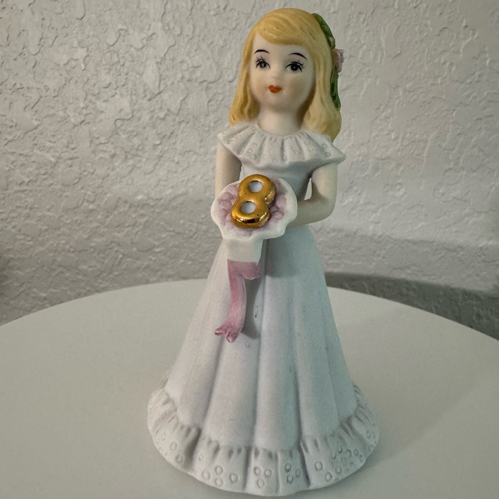 Vintage Enesco Growing Up Birthday Series Age 8 Ceramic Girl Figurine